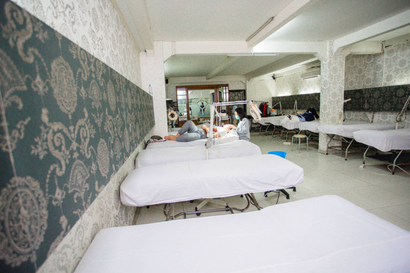 Facial treatment room with beds and equipment